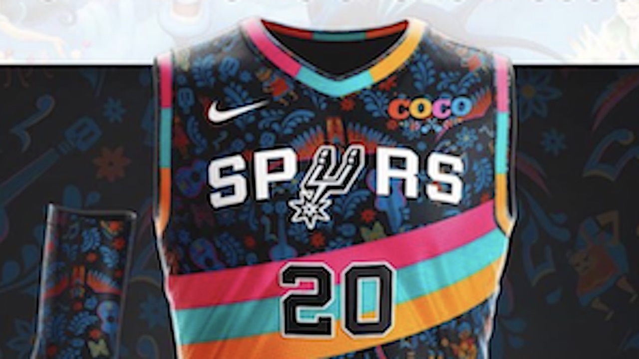 spurs colorful jersey